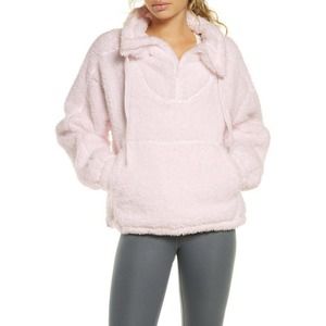 NEW Free People movement Big Sky Faux Shearling Sweater pink jacket